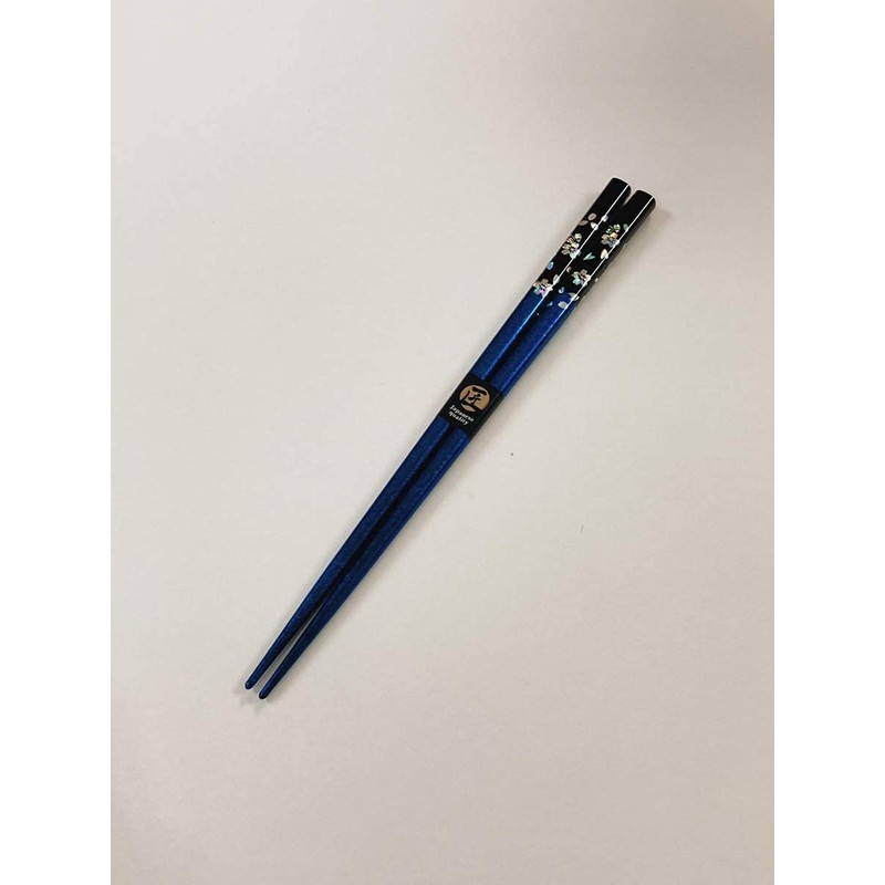 Chopsticks, Silver Cherry Blossoms, Blue, Design, Paulownia Box, Wrapping, Grandpa