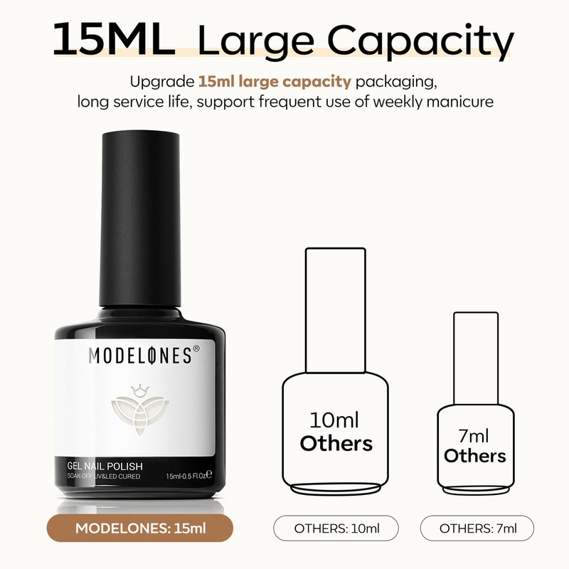 modelones Whilte Gel Nail Polish, 15 ML Off-White Color Gel
