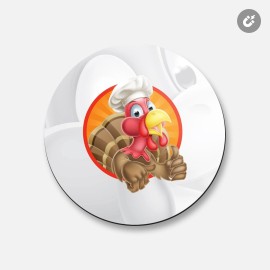 Unbranded Turkey Chef Mascot Animal | 4'' X 4'' Round Decorative Magnet