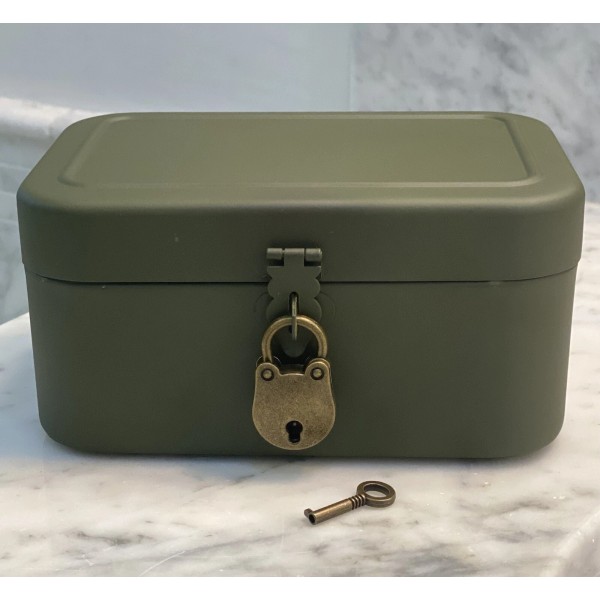 Magnolia GREEN METAL BOX Hearth and Hand MAGNOLIA Lock Key