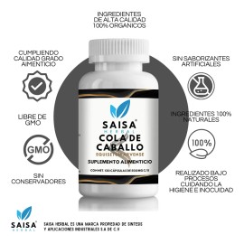 Cola De Caballo Orgnica 500 mg  Suplemento Alimenticio  Diuretico natural para retencin de liquidos  Adomen plano  Limpieza de riones  120 Cpsulas... 