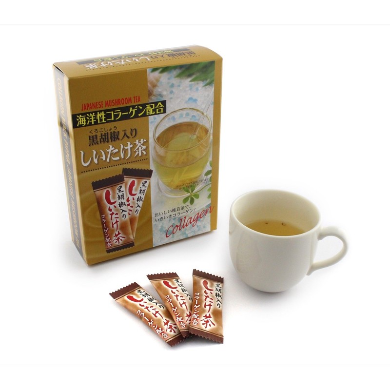 Nihonsanmi MT-SIITAKECYA Shiitake Tea with Black Pepper, Marine Collagen Blend,