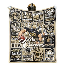 VIGKOIR Gold Throw Blanket, Football Team Color Blanket Gifts for Men Women Football Fans, 60"x50" City Football Blanket for Sofa Bed Chair