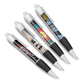 DV DESIGN Set of 4 Archery White Ballpoint Pens - Target Archer Sport Bow Arrow Adventure Student Job Boys Girls Men Women Theme Pen #79384