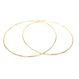 Large Jumbo Hoop Earrings Gold Plated Brass Thin Hoop Earrings 6 inch Hoops