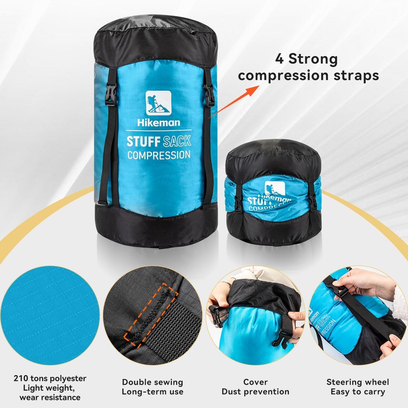HIKEMAN Compression Sack, 50% More Storage! 12L/19L/32L/46L/53L Compression Stuff Sack,