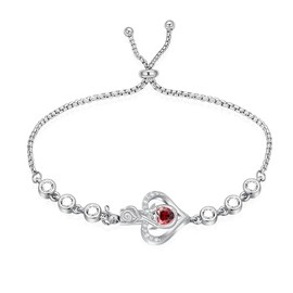 QGJNSGC Heart Cremation Memorial Urn Bracelet for Ashes for Women Birthstone Ashes Bracelet Stainless Steel Adjustable Keepsake Bangle Cremation Memorial Ash Jewelry