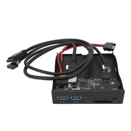 Front Panel USB 3.0 Hub, 3.5 Inches USB Hub Front Panel 19PIN to C Port with 2xUSB3.0, 1xTYPE C, HD Sound, SD Card/TF Card Reader for OS X, Linux