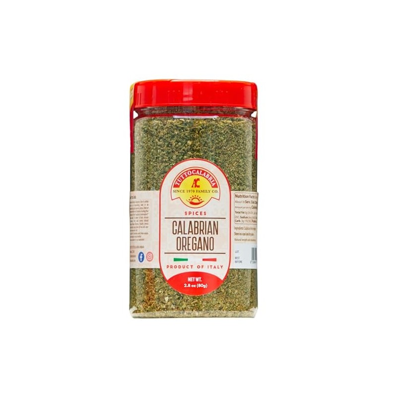 TUTTOCALABRIA, Dried Calabrian Oregano, Italian Seasoning, Shaker, 2.8 oz (80g)