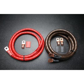 Audiopipe BIG 3 UPGRADE 1/0 GAUGE WIRE SHINY RED BLACK 3/8 COPPER TERMINLAS W/ HEATSHRINK
