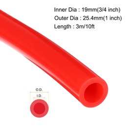 MECCANIXITY 10ft Silicone Rubber Tubing 3/4" ID 1" OD Plastic Tube Flexible Air Hose for Brewing, Wine Making, Pump Siphon, 19mm x 25.4mm, with 2pcs Clamps, Red