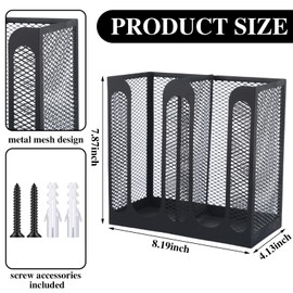 Maxcheck Metal Mesh Cup and Lid Holder Coffee Cup Dispenser Cup Lid Holder Paper Cup Storage Organizer Holder Countertop or Wall Mount for Coffee Bar, Kitchen, Breakroom(2 Compartments)