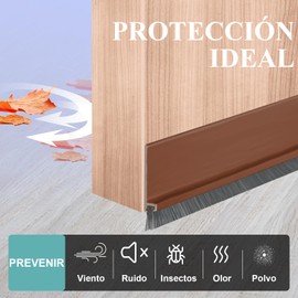 Guardapolvo y Protector para Puerta con cepillo,Tira de Sellado de Ventana Autoadhesiva,Puerta para el Hogar/Ducha Tira de Sellado de Ventana de Silicona, Insonorizada, Burlete,3m×53mm (Marrón)