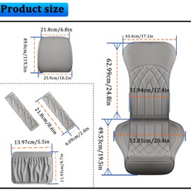 RBOKO 2 Pack Front Car Seat Covers, Faux Leather Sideless Automotive Seat Covers with Storage Pocket and Safety Belt Pads, Universal Anti-Slip, Waterproof Automotive Seat Cushions (Gray)