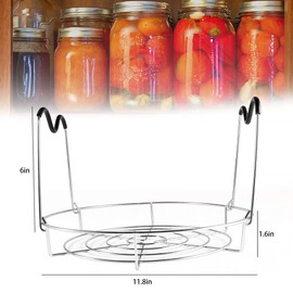 Picowe 11.7inch Canning Rack, Stainless Steel Steamer Canning Jar Rack with Silicone Handle, Canner Rack Canning Supplies Kit for Regular Wide Mouth Mason Jars Ball Jars(2 Pack)