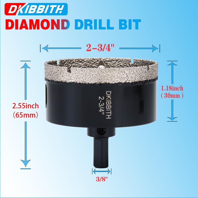 2-3/4" Diamond Hole-Saw Bits with Pilot Drill Bit 2-3/4 in