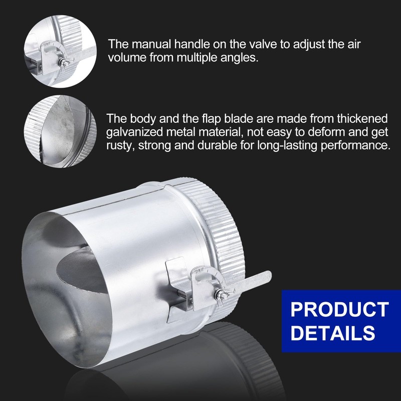 PATIKIL Backdraft Damper with Sleeve, 6 Inch, Airflow Ducting Volume