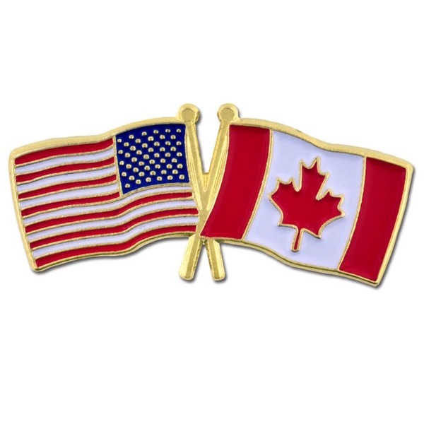 PinMart‘s USA and Canada Crossed Friendship Flag Enamel Lapel Pin