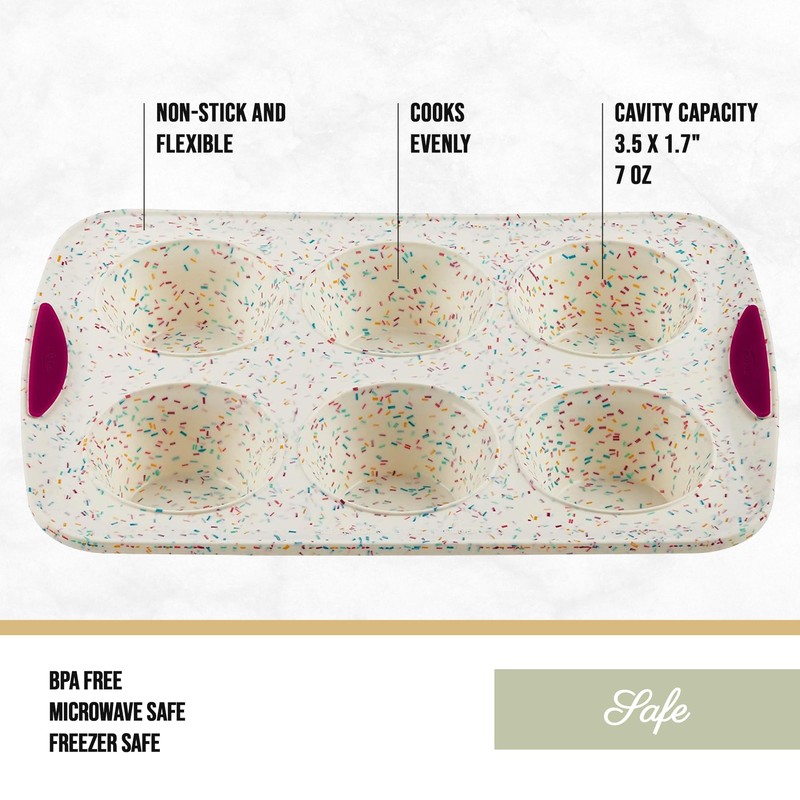 Trudeau Structure White Confetti 6-Cup Jumbo Muffin Pan – Premium