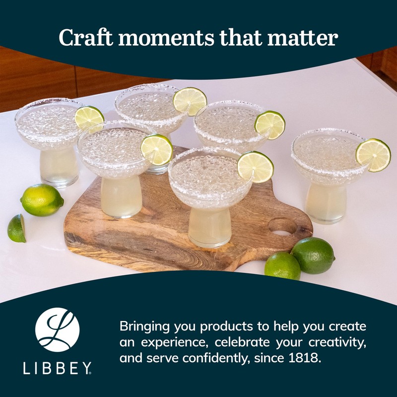 Libbey Stemless Margarita Glasses Set of 6, 10.25 ounces Classic