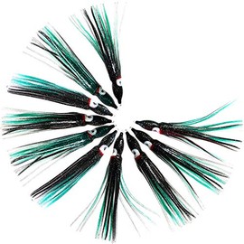 50pcs 4-3/4 inch Squid Skirts Hoochies 12cm Octopus Fishing Soft Lure -Fish WOW!®- (Green Black)