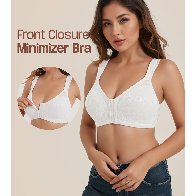 HACI Women's Front Closure Full Coverage Back Support Posture Bra