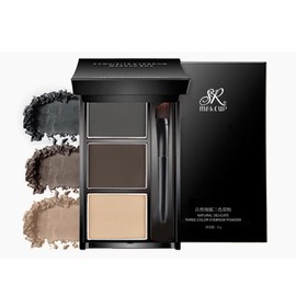 Eyebrow powder three-color brow disc waterproof eyebrow powder eyebrow makeup kit eyebrow filler to shape natural eyebrows (03# Skin color, brown, gray-black)