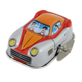 Superfreak Freak Scene Tin Toy – Racing Car – Space Invader – Orange White – Wind Up Car