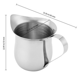 KEILEOHO 8 Pack 3oz Small Metal Pitcher, Stainless Steel Creamer Pitcher, Bell Shaped Creamer with Pouring Spout Metal Creamer Pitcher for Serving Cream, Milk, Coffee