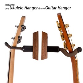 String Swing Guitar & Ukulele Wall Mounts Hanger Pair Matched Walnut CC01K-BW and CC01UK-BW