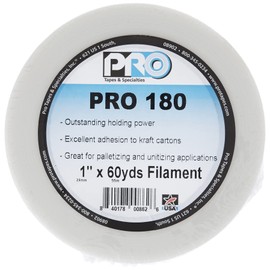 ProTapes Pro 180 Synthetic Rubber Economy Filament Reinforced Strapping Tape with Polypropylene Backing, 60 yds Length x 1" Width (Pack of 1)