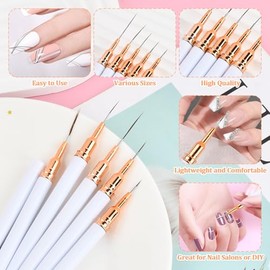 Nivofu Juego de Pinceles de Uñas para Delineador, Pinceles para Pintar Uñas, Pinceles Nail Art Liner Detalles Finos, 5/8/12/20/25mm Pincel Fino para U