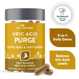 Uric Acid Support & Detox Supplement – Celery Seed, Tart Cherry & Chanca Piedra for Joint Health, Mobility & Antioxidant Support, 60 Vegan Capsules