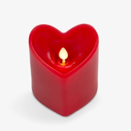 Luminara Flameless Candle Heart Shaped LED Pillar - 3.5" x 4.5" Valentine's Day Collection (True Red)
