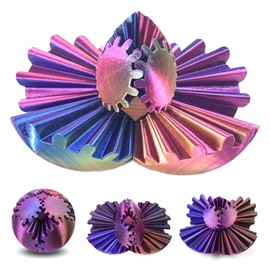 Gear Ball, 3D Printed Gear Sphere the Steampunk Whirling Wonder Fidget Gear Ball Stress Relief Gear Sphere Toy Three-Colour Dazzle Balls Sensory Toy for Autistic People