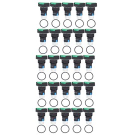 25Pcs Squares Push Button Switch ABS Brass Self Locking with Light for Distribution Box 16mm 24V Green