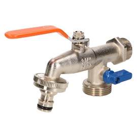 KOTARBAU® Double Ball Outlet Valve with Hose Connection 3/4 Inch and 1 Inch as External Tap