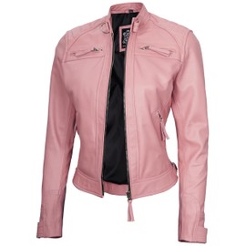 Decrum Collar Leather Jacket - Leather Jackets for Women | [1324006] D1 Pink, XXL
