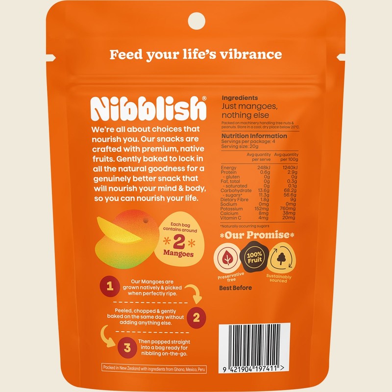 Nibblish Gently Baked Mango 80g