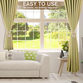 Fzyisw Pack of 4 Magnetic Curtain Tiebacks - Boho Style Curtain Holder with Fringes & Wooden Beads - Strong Magnetic Curtain Holder for Living Room, Bedroom, Balcony