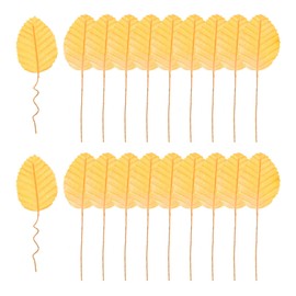 PATIKIL Yellow Artificial Leaves with Stems, 20 Pack Fake Leaves Silk Faux Leaf for DIY Home Wedding Decoration Bouquets Wreaths Party Decor