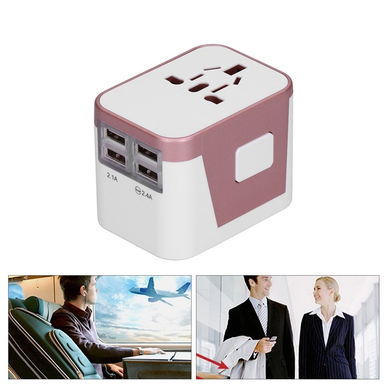 International Power Adapter Travel Plug with 4 USB Ports for