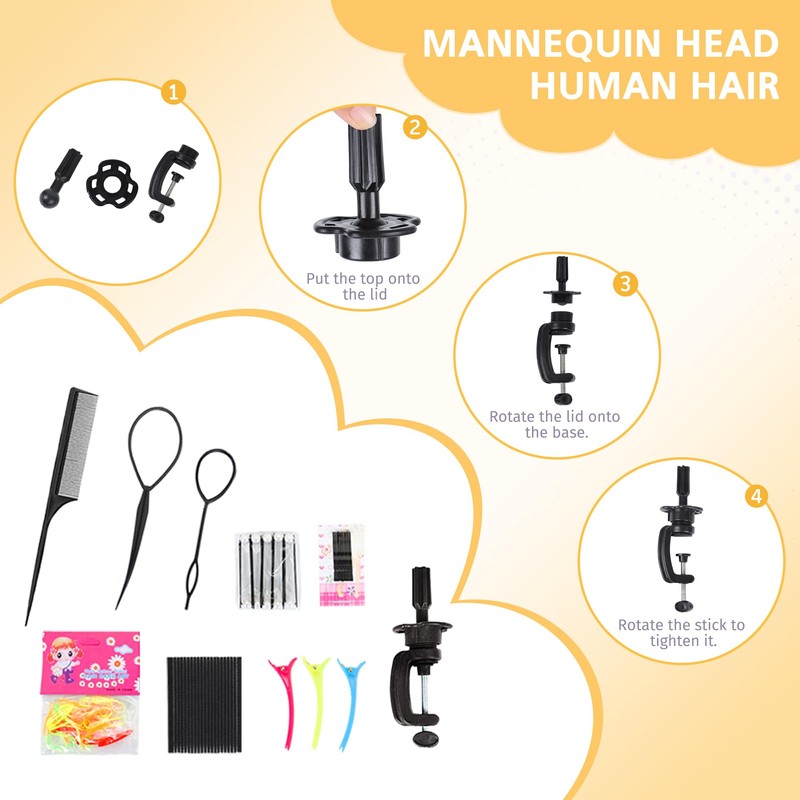 Mannequin Head with 100% Real Human Hair Cosmetology Training Doll