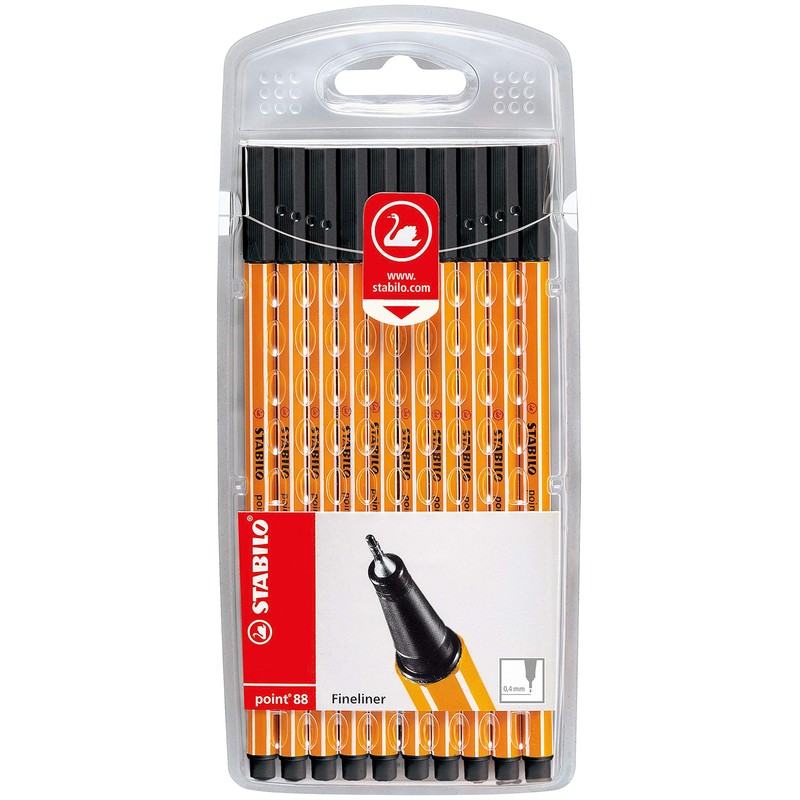 STABILO Point 88 Fineliner Pens Pack of 4 Black