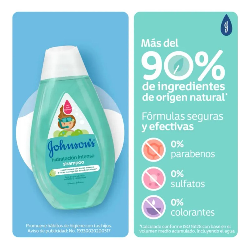 Shampoo Infantil Johnson's Hidratación Intensa 400 Ml