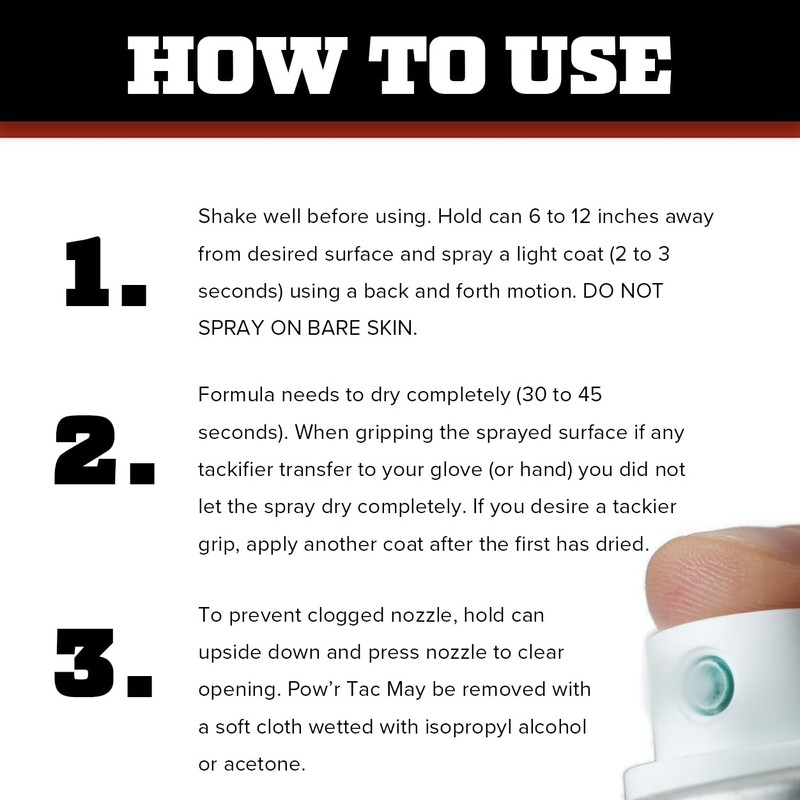 Pow’r Tac Grip Spray Adhesive for Sticky Baseball Bat Grips,