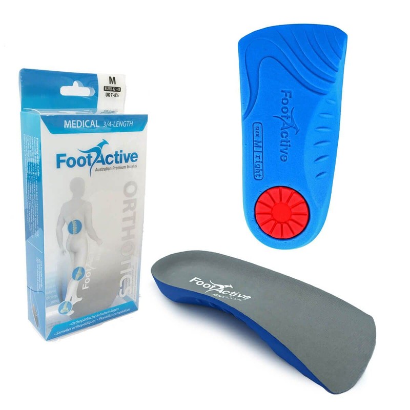 FootActive Medical 3/4 Length Insole, 7/8.5 UK, Blue