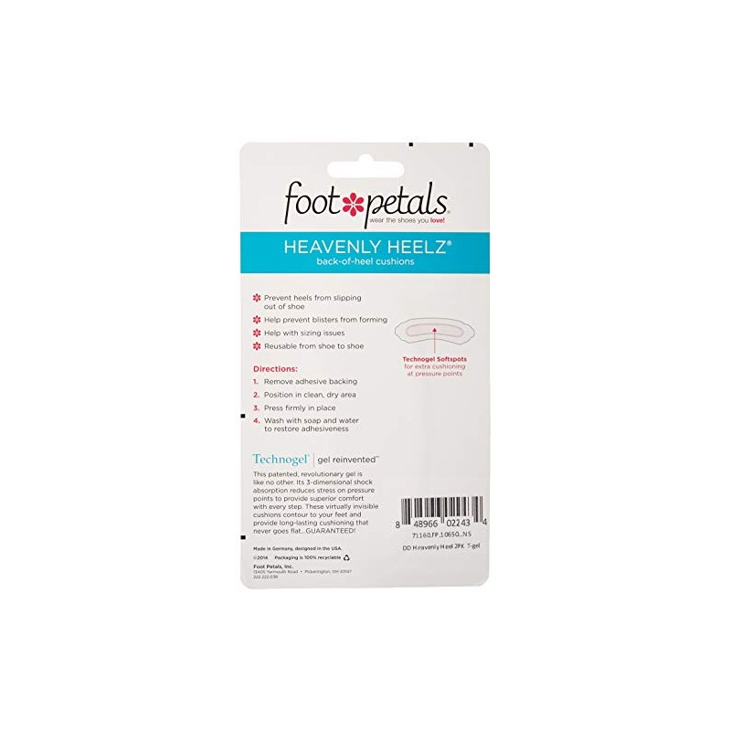 Foot Petals Women's Heavenly Heelz Technogel with Softspots 2-Pair Pack