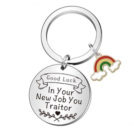 QMVMV Colleague Funny Keyring Leaving Friendship Gifts for Women Man Keychain Engraved Good Luck in Your New Job You Traitor