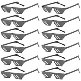 Pixel Sunglasses - 12 Party Sunglasses, Rave Glasses Funny Fast Glasses, Funny Games Glasses, Pixel Mosaic Glasses, Party Glasses, Thug Life Glasses for Adults, Children, Fancy Dress Party Accessories